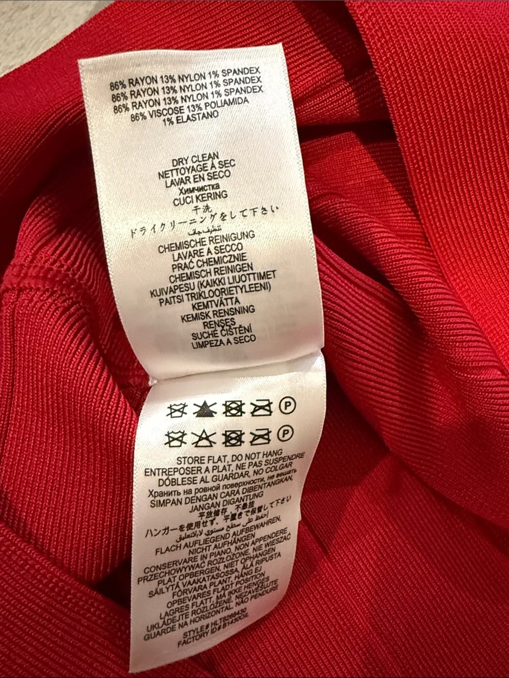 Herve Leger Paris Raspberry Red Long Sleeve Striped Scoop Neck Dress M